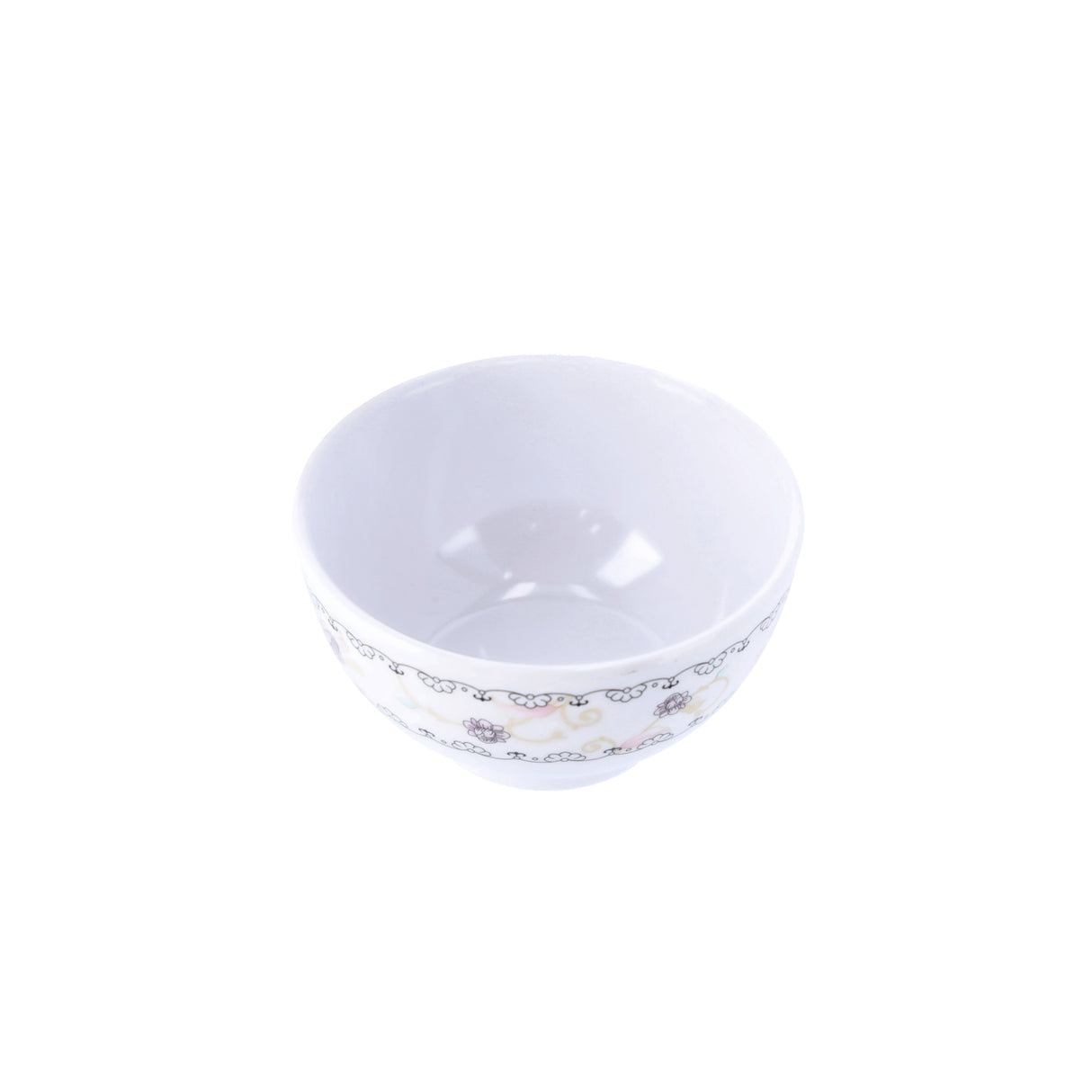 Royalford RF1080WH White Lily Melamine Rice Bowl | 3.5 Inch Durable Lightweight Break Resistant Serving Bowl | Perfect for Rice, Snacks, Desserts & Everyday Tableware Use