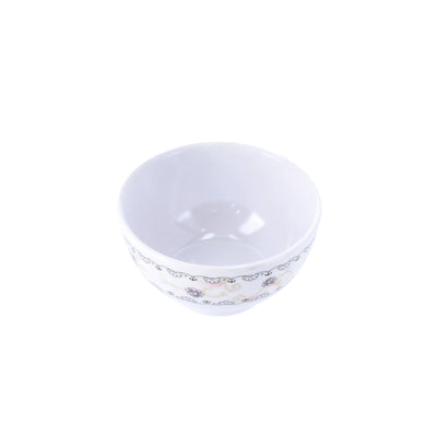 Royalford RF1080WH White Lily Melamine Rice Bowl | 3.5 Inch Durable Lightweight Break Resistant Serving Bowl | Perfect for Rice, Snacks, Desserts & Everyday Tableware Use