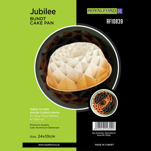 Royalford RF10839 Jubilee Bundt Cake Pan | Granite Coated Cast Aluminium Bakeware | Even Heat Distribution & Easy Food Release | Premium Durable Non-Stick Cake Mould