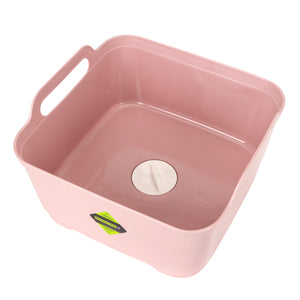 Royalford RF10874 9L Square Basket with Filter |BPA Free Plastic Utility Basket | Drain Plug| Multipurpose Kitchen Washing, Draining & Storage Organizer |Multipurpose use