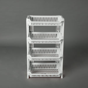 Royalford RF10878 4-Layer Vegetable Rack | Premium Plastic Fruit & Veg Storage Stand | Compact Vertical Design | Easy Portability |  Durable & Compact Kitchen Organizer