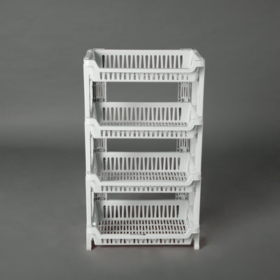 Royalford RF10878 4-Layer Vegetable Rack | Premium Plastic Fruit & Veg Storage Stand | Compact Vertical Design | Easy Portability |  Durable & Compact Kitchen Organizer