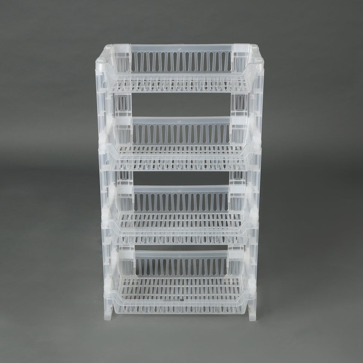 Royalford 4-Layer Vegetable Rack RF10879 | Transparent Premium Plastic Storage Stand | Space-Saving Design | Easy Assembly |  Efficient 4-Tier Kitchen Organizer
