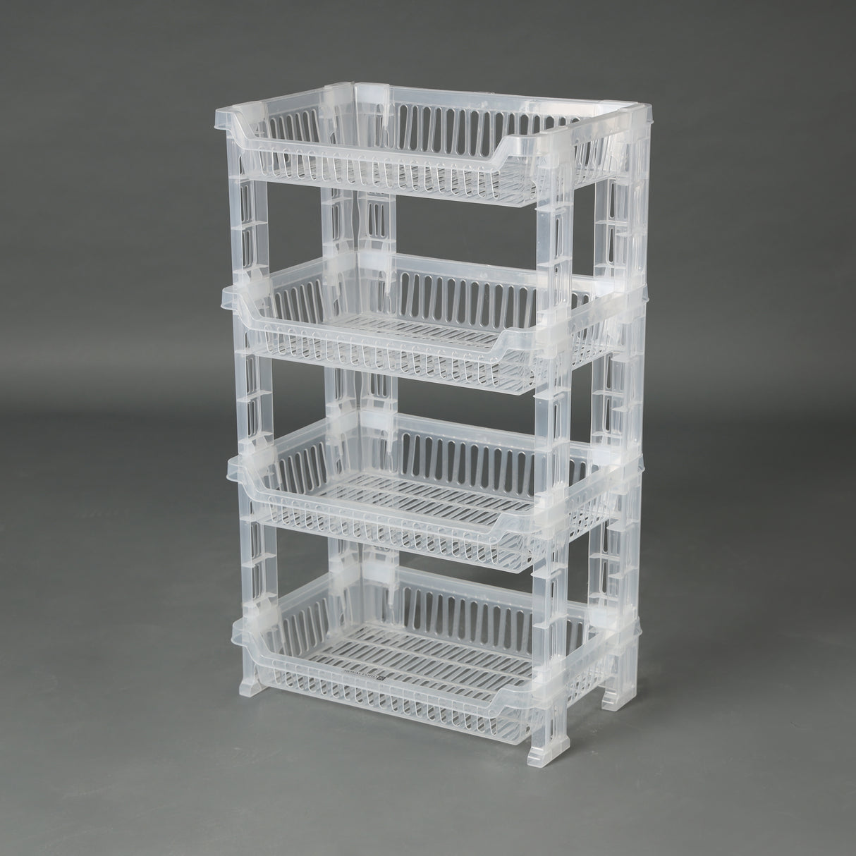 Royalford 4-Layer Vegetable Rack RF10879 | Transparent Premium Plastic Storage Stand | Space-Saving Design | Easy Assembly |  Efficient 4-Tier Kitchen Organizer