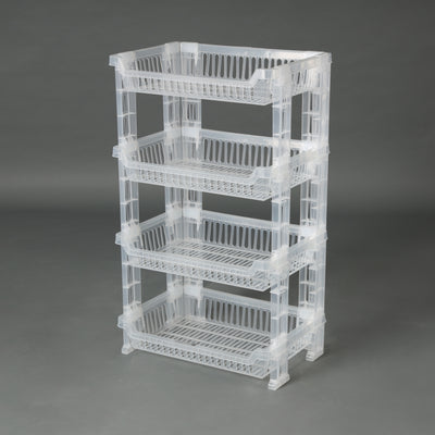 Royalford 4-Layer Vegetable Rack RF10879 | Transparent Premium Plastic Storage Stand | Space-Saving Design | Easy Assembly |  Efficient 4-Tier Kitchen Organizer