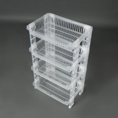Royalford 4-Layer Vegetable Rack RF10879 | Transparent Premium Plastic Storage Stand | Space-Saving Design | Easy Assembly |  Efficient 4-Tier Kitchen Organizer