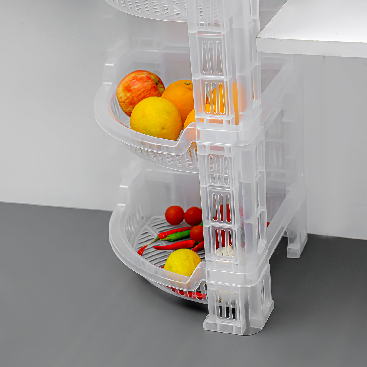 Royalford RF10881 4-Layer Corner Rack | Premium Plastic Storage Rack| Compact Space-Saving Design | Easy to Install & Clean | Lightweight & Multi-Purpose Organizer