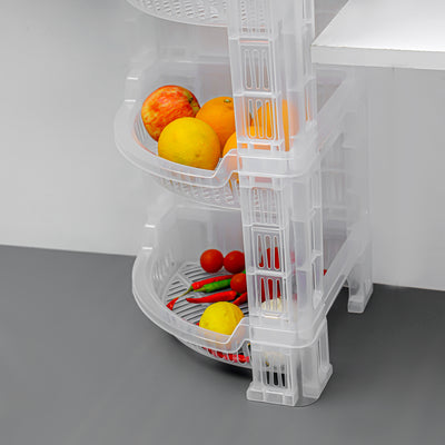 Royalford RF10881 4-Layer Corner Rack | Premium Plastic Storage Rack| Compact Space-Saving Design | Easy to Install & Clean | Lightweight & Multi-Purpose Organizer