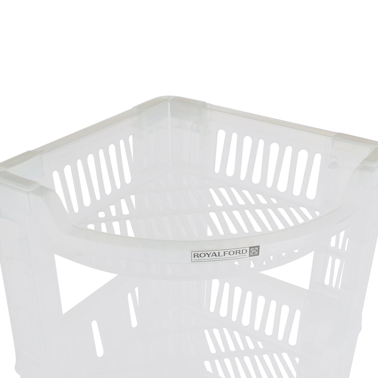 Royalford RF10881 4-Layer Corner Rack | Premium Plastic Storage Rack| Compact Space-Saving Design | Easy to Install & Clean | Lightweight & Multi-Purpose Organizer