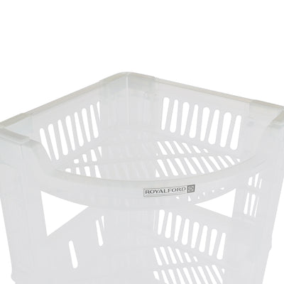 Royalford RF10881 4-Layer Corner Rack | Premium Plastic Storage Rack| Compact Space-Saving Design | Easy to Install & Clean | Lightweight & Multi-Purpose Organizer