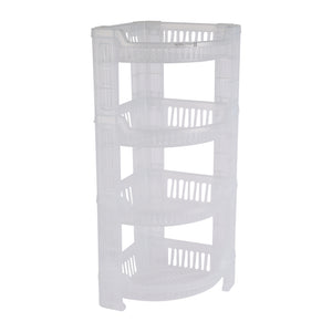 Royalford RF10881 4-Layer Corner Rack | Premium Plastic Storage Rack| Compact Space-Saving Design | Easy to Install & Clean | Lightweight & Multi-Purpose Organizer