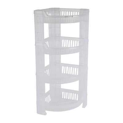 Royalford RF10881 4-Layer Corner Rack | Premium Plastic Storage Rack| Compact Space-Saving Design | Easy to Install & Clean | Lightweight & Multi-Purpose Organizer
