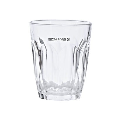 Royalford RF1097 GT6 Glass Tumbler Set | 6PCS 9oz Durable Drinking Glasses for Water, Juice, Soft Drinks & Beverages | Elegant Everyday Glassware for Home  & Restaurants
