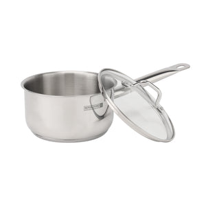 Royalford RF10978 9PCS Stainless Steel Cookware Set | Induction Compatible | 3 Layer Extra Thick Base | Tempered Glass Lids | Heavy Duty Handles for Modern Kitchen Use