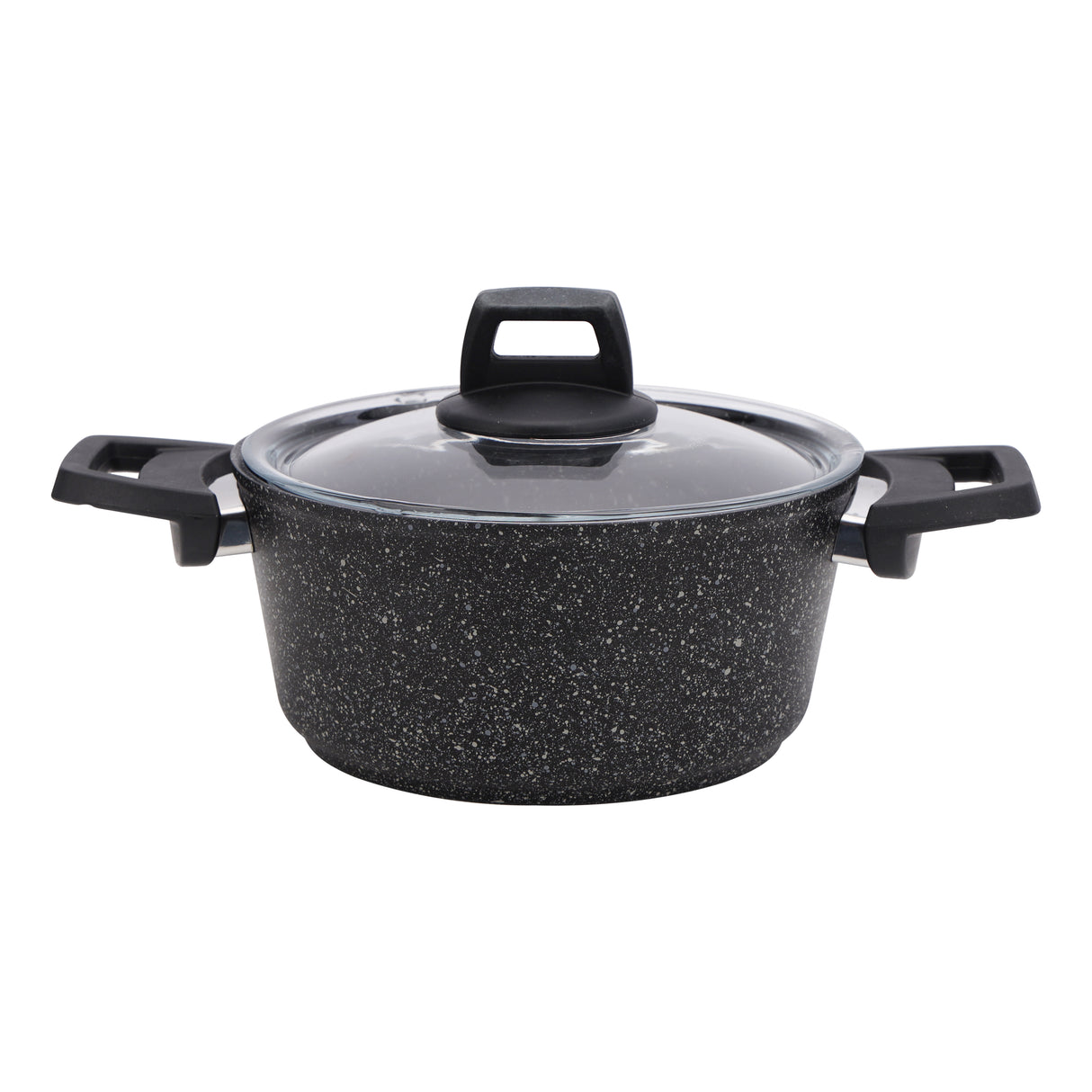 Royalford RF10980 Gabbro Granite Coated Cookware Set | 7 Pieces Non-Stick Aluminium Pots and Pans | Tempered Glass Lids | Even Heat Distribution | PTFE & PFOA Free