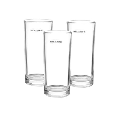 Royalford RF1101-GT6 3 Pcs Glass Tumbler Set| made from clear durable glass and elegant design| perfect for water, juice, soft drinks, sturdy base, and daily use|