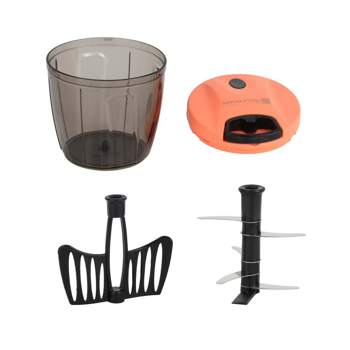 Royalford RF11036 Pull Chopper 2 in 1 1000ml | BPA Free | Stainless Steel Blades & Whisk Attachment | Vegetable Cutter, Onion Chopper, Mixer & Kitchen Tool |Easy to clean