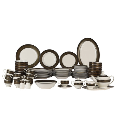 Royalford RF11046 83-Piece Premium Bone China Dinner Set | Elegant Tableware | Durable Lightweight Design| Dishwasher Safe | Complete Dining Collection for Homes