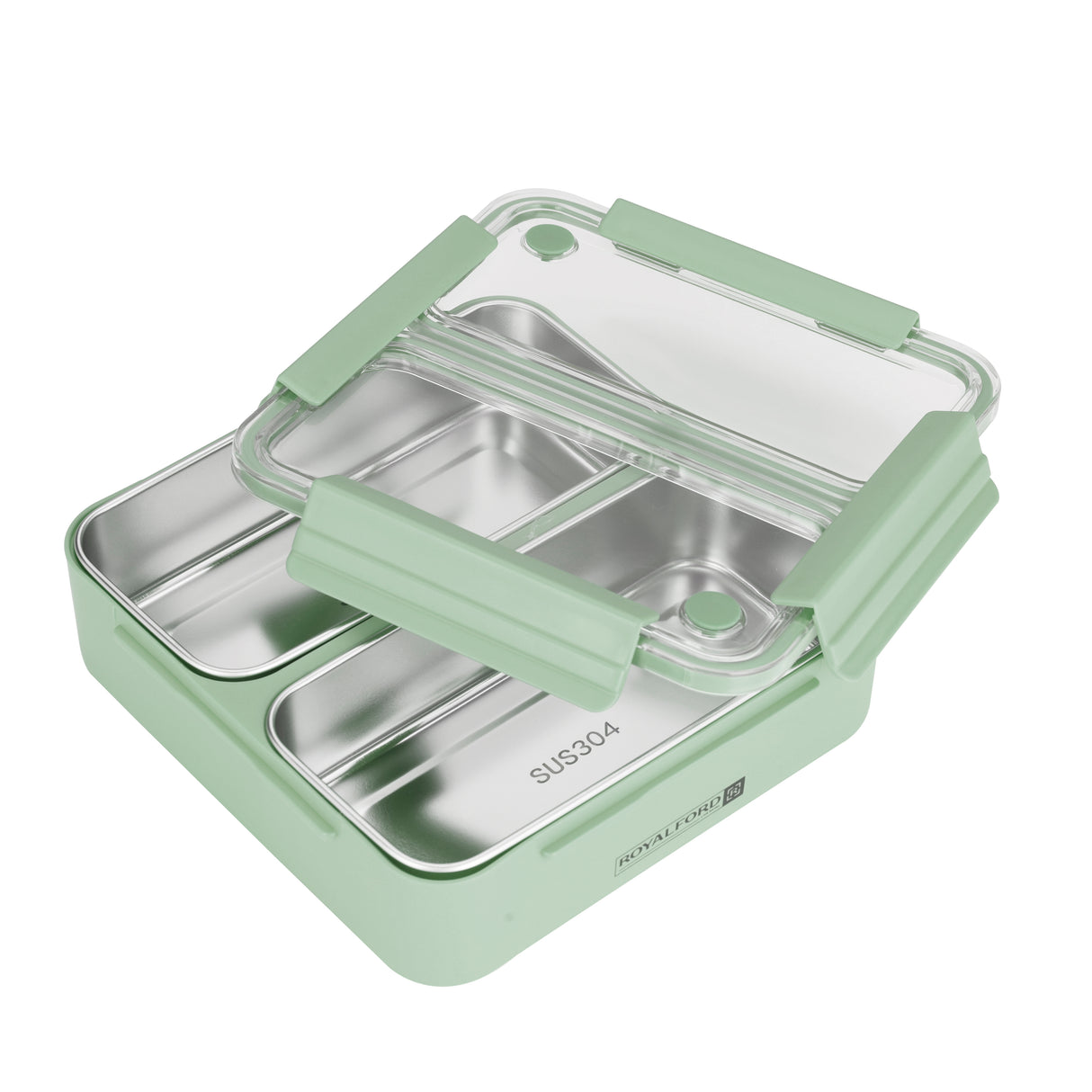 Royalford RF11102 Stainless Steel Lunch Box 1100ml | Leak-Proof Insulated Food Container with Sealing Ring | Locking Clips & Durable Design for Office, School & Travel