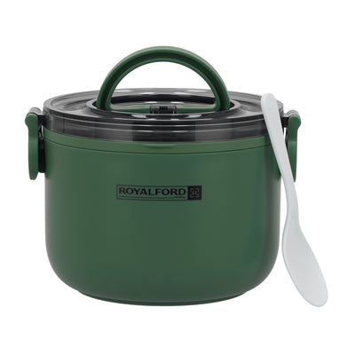 Royalford RF11104 Single Layer Round Lunch Box 1000ml | Stainless Steel Inner| Easy Lock Air-Tight Lid| High Heat Retention| Durable, Leakproof & Stylish Food Container