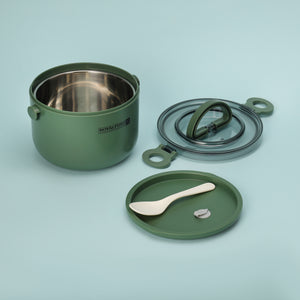 Royalford RF11104 Single Layer Round Lunch Box 1000ml | Stainless Steel Inner| Easy Lock Air-Tight Lid| High Heat Retention| Durable, Leakproof & Stylish Food Container