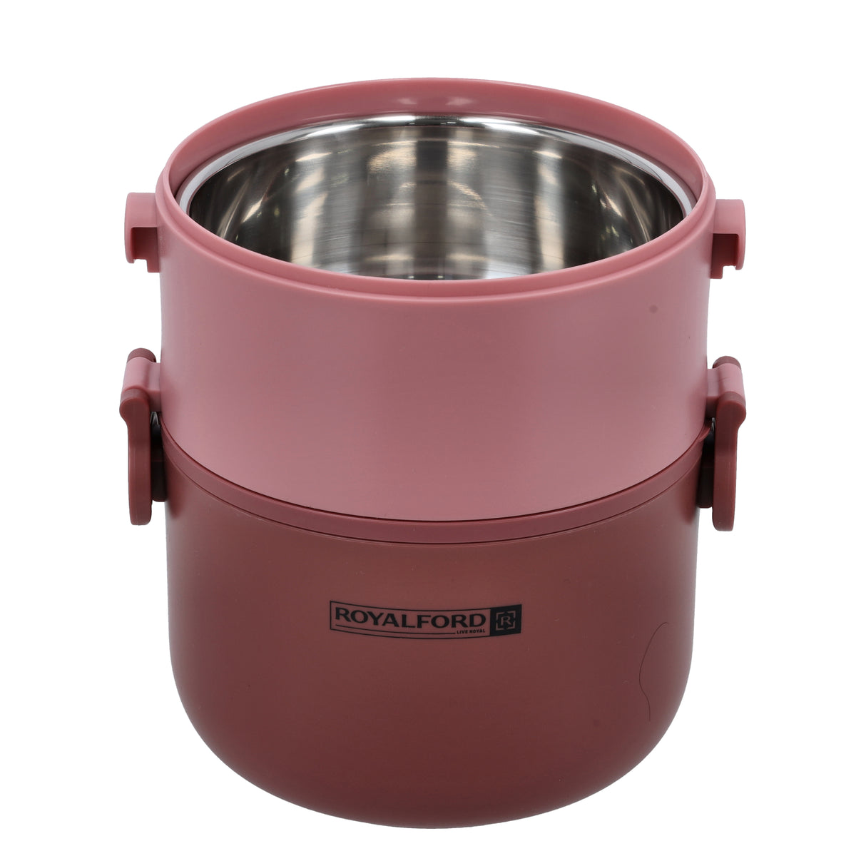 Royalford RF11105 Double Layer Lunch Box 1600ml | Stainless Steel Inner| Airtight Leak-Proof Locking Lid| Spoon & Heat Retention for Office, School, Travel & Daily Use
