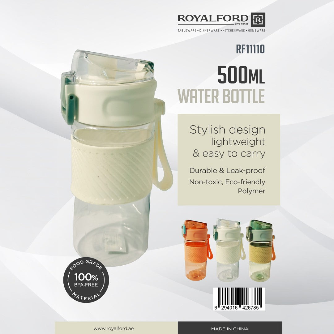 Royalford RF11110 500ML BPA-Free Water Bottle | Leakproof Flip Top Lid | Portable Lightweight Drinking Bottle | Perfect  for Gym, Travel, Office, School & Outdoor Use