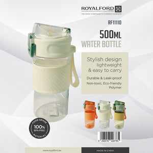 Royalford RF11110 500ML BPA-Free Water Bottle | Leakproof Flip Top Lid | Portable Lightweight Drinking Bottle | Perfect  for Gym, Travel, Office, School & Outdoor Use