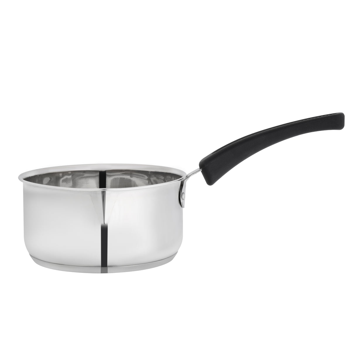 Royalford RF11122 16CM Stainless Steel Saucepan | Heavy-Gauge Tri-Ply Base | Induction Compatible | Food-Grade Steel Interior| Encapsulated Aluminium Core| Strong Handle