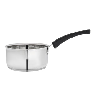 Royalford RF11122 16CM Stainless Steel Saucepan | Heavy-Gauge Tri-Ply Base | Induction Compatible | Food-Grade Steel Interior| Encapsulated Aluminium Core| Strong Handle