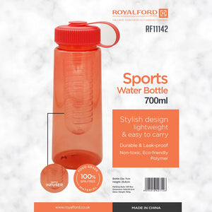 Royalford RF11142 Sports Water Bottle 700ml | BPA-Free| Food Grade Polymer| Lightweight Leakproof Design | Eco-Friendly | Easy to Carry for Gym, Travel & Outdoor Use