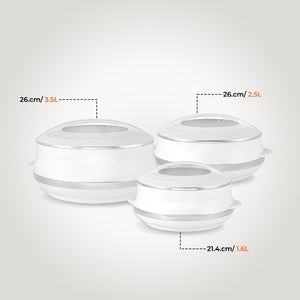 Royalford RF11149 Elite Gold 3-Piece Insulated Casserole Set | Super PU Insulation| Twist Lock| Premium PP Body & Stainless-Steel Inner | Keeps Food Fresh for Hours