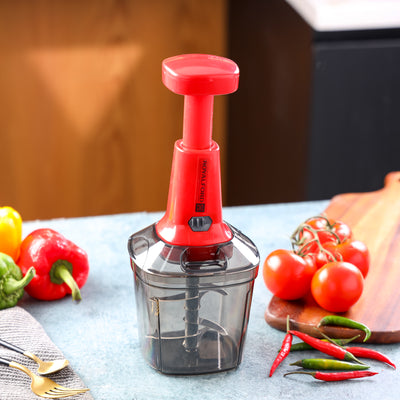 Royalford RF11158 Push Chopper | 6-Tier Stainless Steel Blade System | 1000ml Large Capacity Container | Quick Vegetable & Fruit Chopping | BPA-Free Food Grade Build