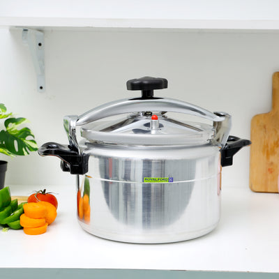 Royalford RF11176 Aluminium Pressure Cooker 11L | Durable Aluminium Alloy Body| Multi-Safety Device| Pressure Indicator| Special Valve & Three-Ply Base |High Thickness