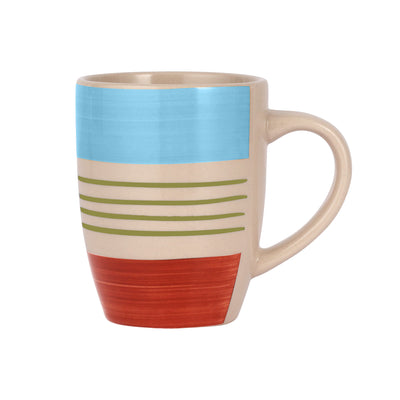 Royalford RF11179 Stoneware Mug 265ml (9oz) | Durable Coffee & Tea Mug with Ergonomic Handle | Stylish Striped Design | Glazed Finish | Ideal for Home and Office Use