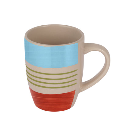Royalford RF11179 Stoneware Mug 265ml (9oz) | Durable Coffee & Tea Mug with Ergonomic Handle | Stylish Striped Design | Glazed Finish | Ideal for Home and Office Use