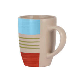 Royalford RF11179 Stoneware Mug 265ml (9oz) | Durable Coffee & Tea Mug with Ergonomic Handle | Stylish Striped Design | Glazed Finish | Ideal for Home and Office Use