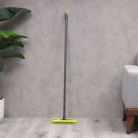 Royalford RF11184GR Floor Broom with long handle| 26.5cm wide head & durable bristles| suitable for wet and dry floors, ideal for tiles, kitchen, bathroom cleaning|