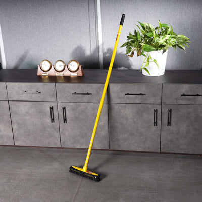 Royalford RF11184 Floor Broom with long handle| 26.5cm wide head, durable bristles & suitable for wet and dry floors| ideal for tiles, bathroom, kitchen cleaning use|