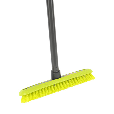Royalford RF11184GR Floor Broom with long handle| 26.5cm wide head & durable bristles| suitable for wet and dry floors, ideal for tiles, kitchen, bathroom cleaning|