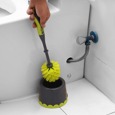 Royalford RF11189GR Toilet Brush with Holder| Durable Bathroom Cleaning Set, Ergonomic Handle & Flexible Bristles| Scratch-Free Cleaning for Indian & Western Toilets Use|
