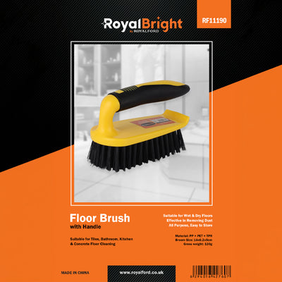 Royalford RF11190 Floor Brush with Handle | Durable Cleaning Brush for Tiles, Bathroom & Kitchen| Ergonomic Grip| Strong Bristles| Suitable for Wet & Dry Floor Cleaning