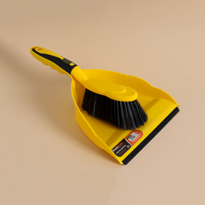 Royalford RF11193 Dust Pan & Brush set| durable bristles, ergonomic grip, and a rubber edge pan| for efficient wet & dry cleaning in home, kitchen, and bathroom spaces|