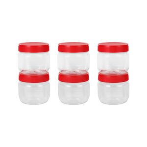 Royalford RF11223 250ML Airtight PET Jar Set 6PCS| BPA-free & leak-proof lids ensures safe storage| keeps food fresh, odor-free & ideal for snacks and dry items|