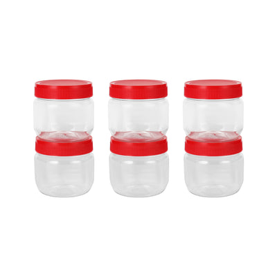 Royalford RF11223 250ML Airtight PET Jar Set 6PCS| BPA-free & leak-proof lids ensures safe storage| keeps food fresh, odor-free & ideal for snacks and dry items|