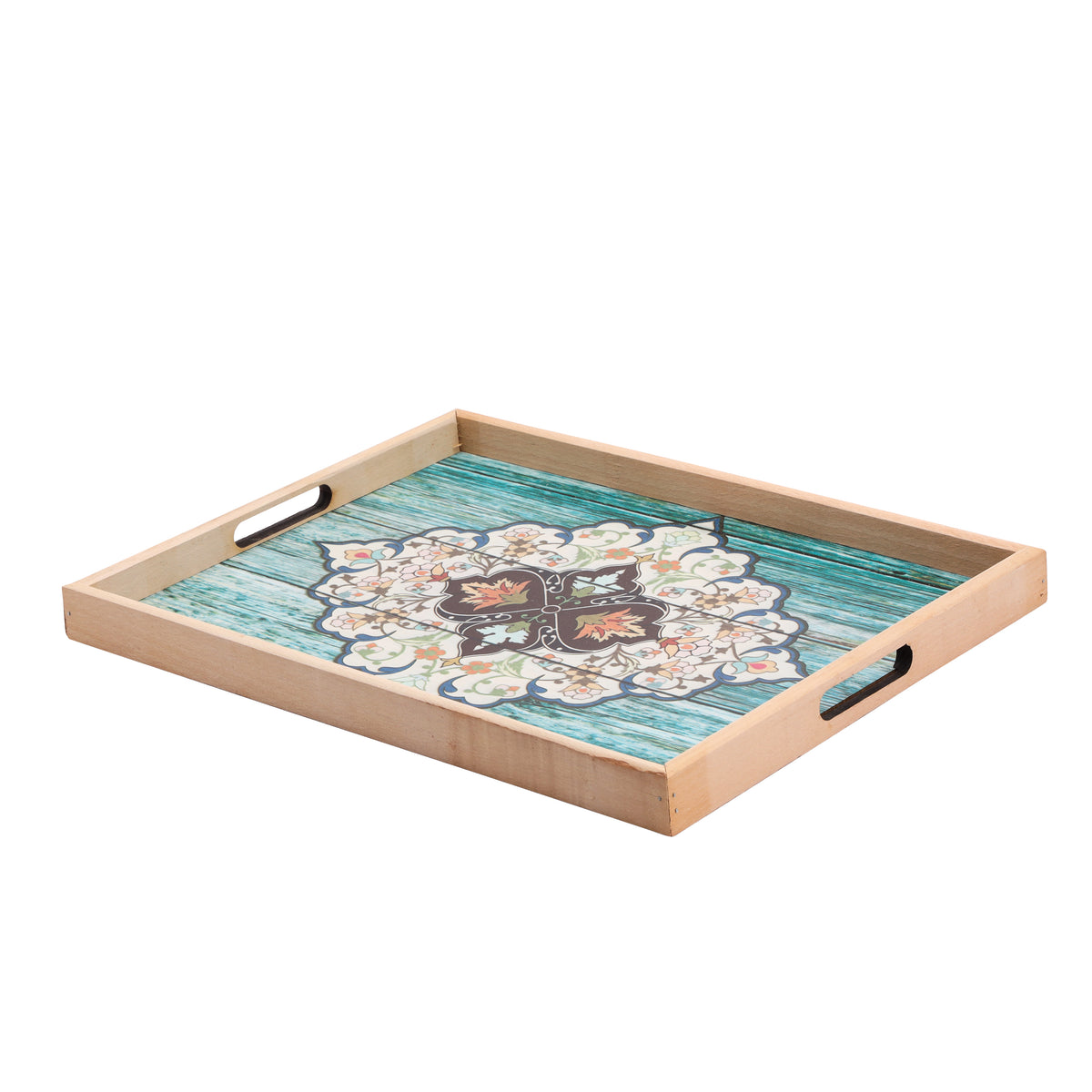 Royalford RF11270 Rectangular Wooden Tray 42x30cm |Elegant Decorative Design |Natural Wooden Frame | Spacious Rectangular Surface |Convenient Side Handles |Easy to Clean