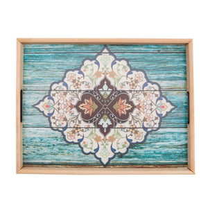 Royalford RF11270 Rectangular Wooden Tray 42x30cm |Elegant Decorative Design |Natural Wooden Frame | Spacious Rectangular Surface |Convenient Side Handles |Easy to Clean
