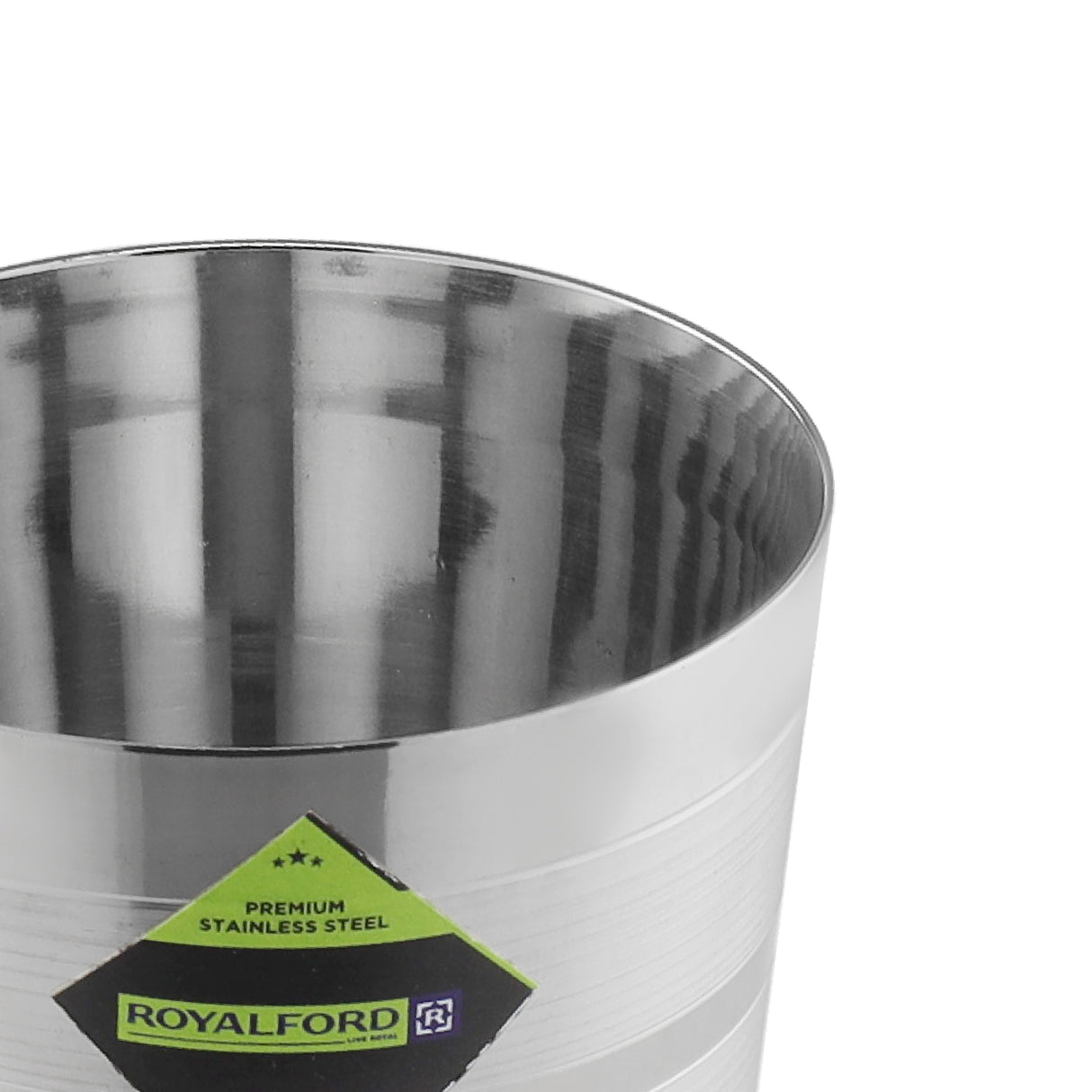 Royalford RF11463 Stainless Steel Designer Glass | 7cm with Mirror Finish Body | Durable Rust-Resistant Drinking Tumbler for Water, Juice & Daily Use, Premium Quality