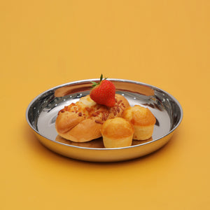 Royalford RF11467 stainless steel rice plate| 21cm, 23cm and 25cm sizes, mirror finish & durable| rust-resistant, easy to clean, for serving meals at home & restaurants|