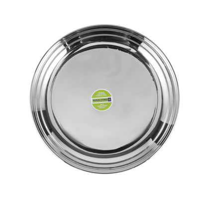 Royalford RF11467 stainless steel rice plate| 21cm, 23cm and 25cm sizes, mirror finish & durable| rust-resistant, easy to clean, for serving meals at home & restaurants|